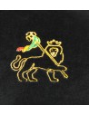 "ROYAL" Casquette Rastafari en velours noiret broderies dorées avec Lion de Judah