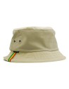 "BASIC" Solid color Bucket hat with Red gold green ribbon