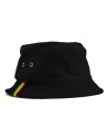 "BASIC" Solid color Bucket hat with Red gold green ribbon