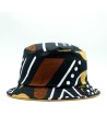 "BOGOLAN BROWN" Wax fabric Bucket hat with mudcloth pattern