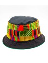 "RED GOLD GREEN KENTE" Bucket hat with Wax fabric 