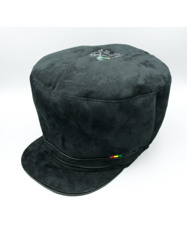 Casquette Rastafari en suedine noire avec Lion de Judah brodé